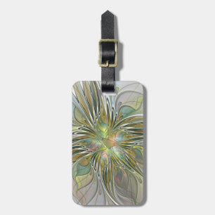 Étiquette À Bagage Fantaisie florale Art fractal moderne Fleur avec o