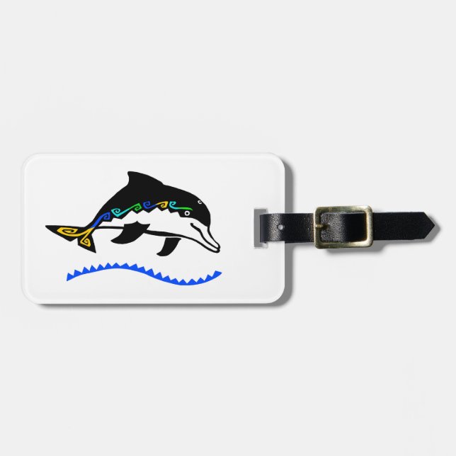 Étiquette À Bagage Faune - Blue DOLPHIN - Marine - Océans - (Devant horizontal)