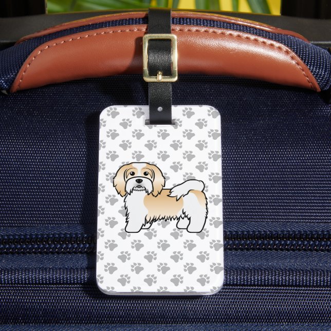 Étiquette À Bagage Faune et Blanc Havanais mignon Dessin Dessin Chien (Insitu Rectoal 2)