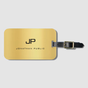 Étiquette À Bagage Faux Gold Moderne Monogramme Modèle Glamor