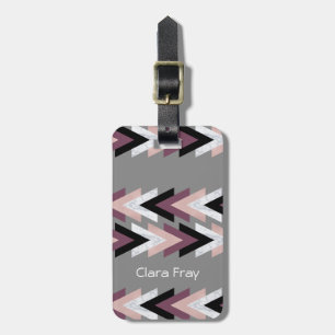 Étiquette À Bagage Faux rose white marble purple geometri