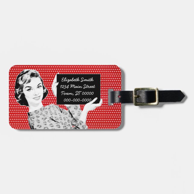 Étiquette À Bagage Femme aux signes des années 1950 (Devant horizontal)