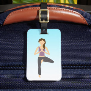 Étiquette À Bagage Femme de yoga en posture d'arbre