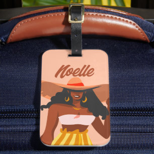 Étiquette À Bagage Femme noire, Grand Casquette, Vibes de vacances