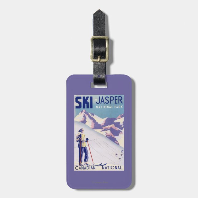 Étiquette À Bagage Femme posant l'affiche ouverte de pentes (Devant Vertical)