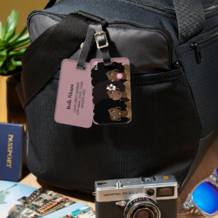 Étiquette À Bagage Femmes Noires Amis, Fleur, Feu, Feu, Feu, Violet