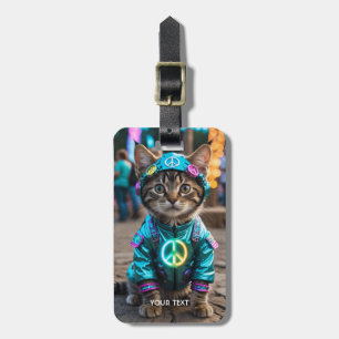 Étiquette À Bagage Festival de chats hippie Imaginaire mignonne