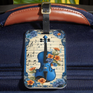 Étiquette À Bagage Festival de musique en bleu, violon,