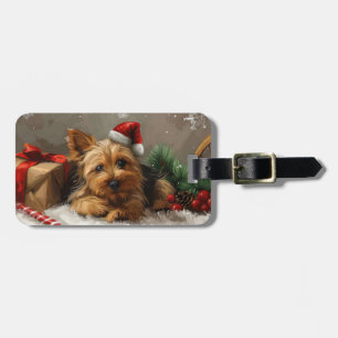 Étiquette À Bagage Festival de Noël du chien Terrier australien