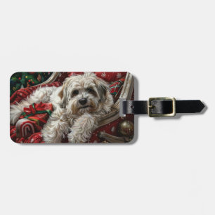 Étiquette À Bagage Fête de Noël de Chien Havanais