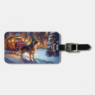Étiquette À Bagage Fête de Noël des bergers allemands