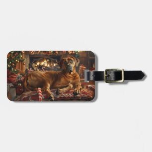 Étiquette À Bagage Fête de Noël du chien de Rhodesian Ridgeback