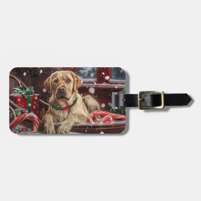 Étiquette À Bagage Fête de Noël du chien du Labrador (Devant horizontal)