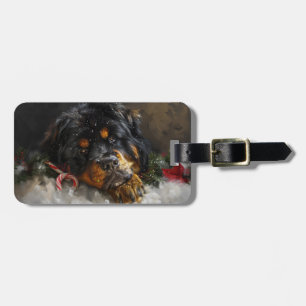 Étiquette À Bagage Fête de Noël du chien Mastiff Tibétain