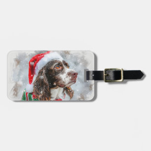 Étiquette À Bagage Fête de Noël Springer Spaniel Dog