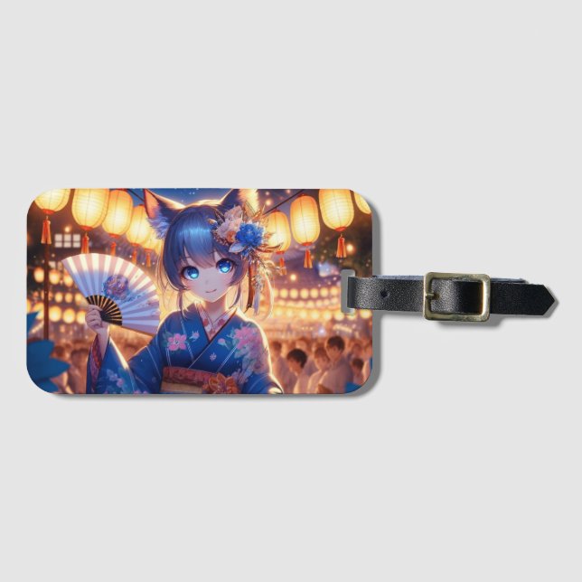 Étiquette À Bagage Fêtes avec Mystic Catgirl (Devant Horizontal)