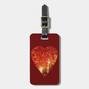 Étiquette À Bagage Feu de coeur rouge