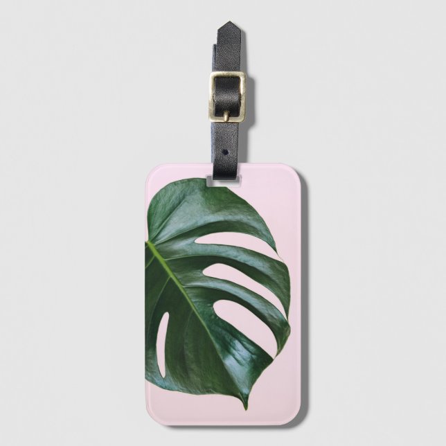 Étiquette À Bagage Feuille tropicale de Monstera (Devant Vertical)