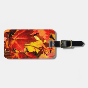 Étiquette À Bagage Feuilles d'automne colorées, feuille d'érable roug