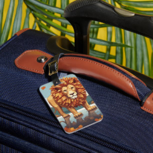 Étiquette À Bagage Feuilles d'automne Lion mâle