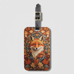 Étiquette À Bagage Feuilles d'automne saisonnière Renard rouge Visage