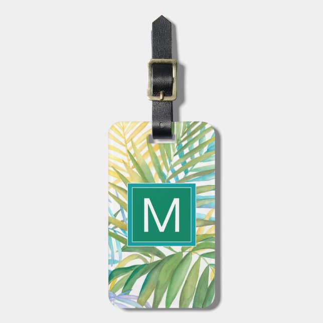 Étiquette À Bagage Feuilles de palmiers tropicaux (Devant Vertical)