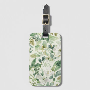 Étiquette À Bagage Feuilles Florales Aquarelle Verte Botanique Nature