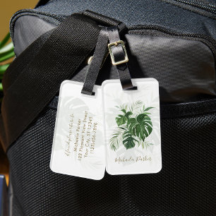 Étiquette À Bagage Feuilles tropicaux modernes personnalisés