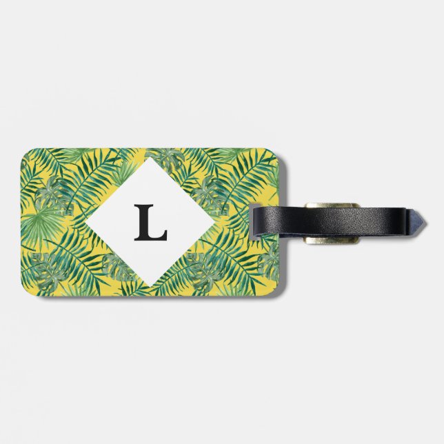 Étiquette À Bagage Feuilles tropicaux personnalisés Balise bagage bri (Dos horizontal)
