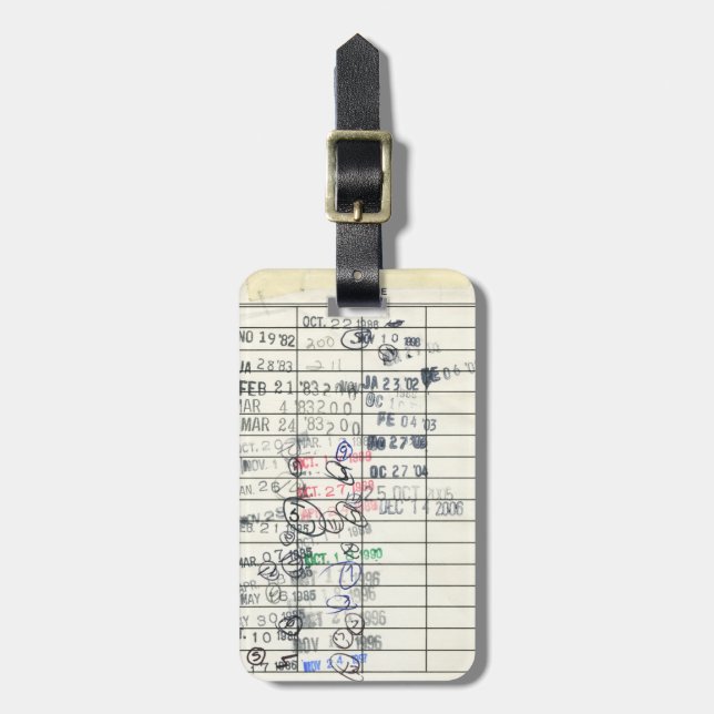 Étiquette À Bagage Fiche de rappel de la bibliothèque de dates d'éché (Devant Vertical)