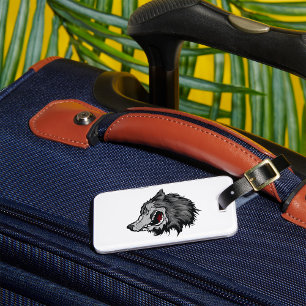 Étiquette À Bagage Fierce Wolf Head Bold Wild Animal