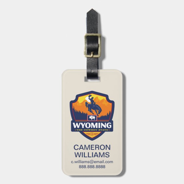 Étiquette À Bagage Fierté de l'État | Wyoming (Devant Vertical)