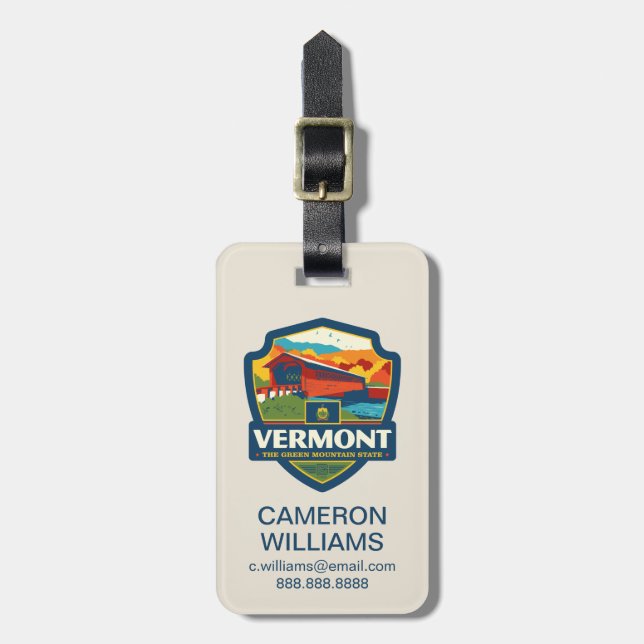 Étiquette À Bagage Fierté | Vermont d'état (Devant Vertical)