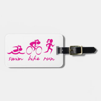 Étiquette À Bagage Fille courue par vélo de bain tri