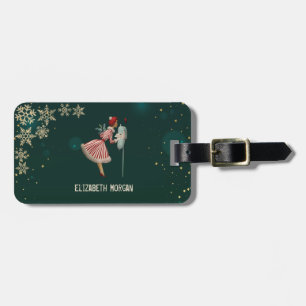 Étiquette À Bagage Fille de Noël Vintage, Snowflakes