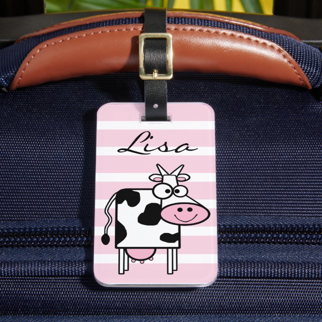 Étiquette À Bagage Fille de vache souriante Poster de animal Monogram (Insitu Rectoal 2)