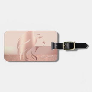 Étiquette À Bagage Fille Élégante et Stylée Silhouette de Visage