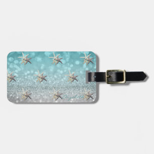 Étiquette À Bagage Fille moderne élégante, Glitterie, Bokeh, Étoile