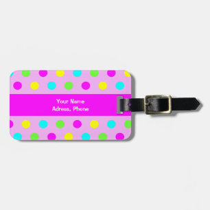 Étiquette À Bagage Fille Pois colorée drôle