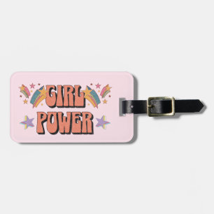 Étiquette À Bagage Fille Power conception de texte avec étoiles