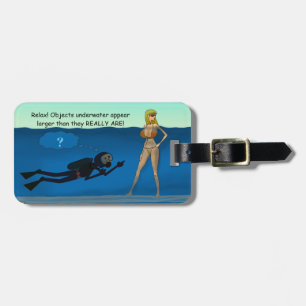 ÉTIQUETTE À BAGAGE FILLE SOUS-MARINE DRÔLE DE PLONGEUR AUTONOME,