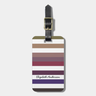Étiquette À Bagage Fille violet larges bandes horizontales avec nom