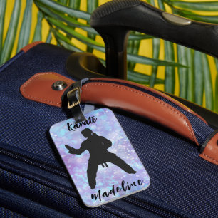 Étiquette À Bagage Filles Karaté Bleu Violet Personnalisé