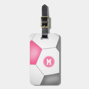 Étiquette À Bagage filles rose gris blanc soccer monogrammed