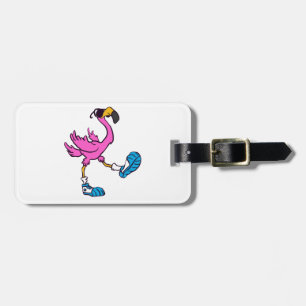 Étiquette À Bagage Flamant rose drôle avec lunettes de soleil   chois
