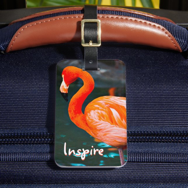 Étiquette À Bagage Flamant rose rose Oiseau photo Inspirer Citation é (Insitu Rectoal 2)
