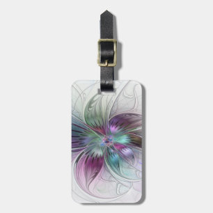 Étiquette À Bagage Fleur Abstraite colorée Art moderne floral fractal