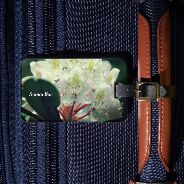 Étiquette À Bagage Fleur Azalée Blanche Avec Raindrops Personnalisé (Insitu Rectoal 4)
