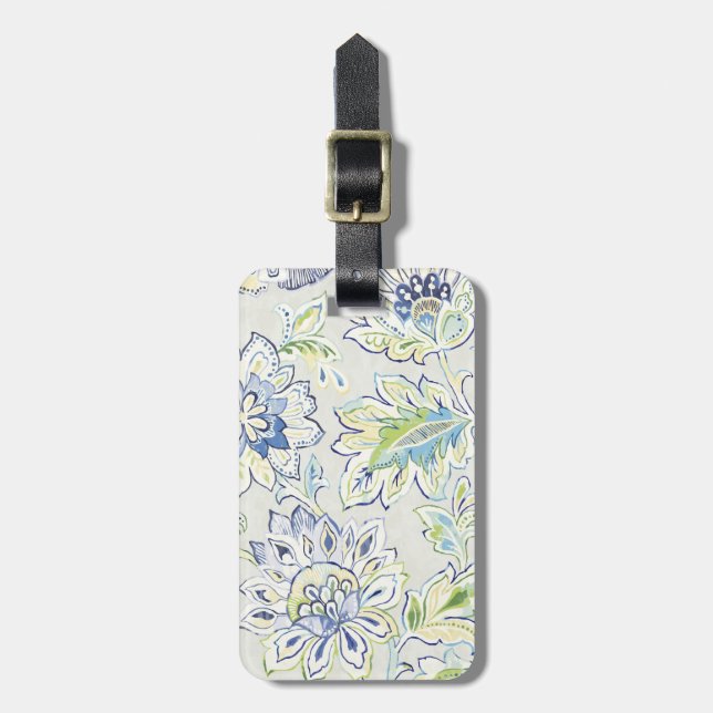 Étiquette À Bagage Fleur bleue de Bohème (Devant Vertical)