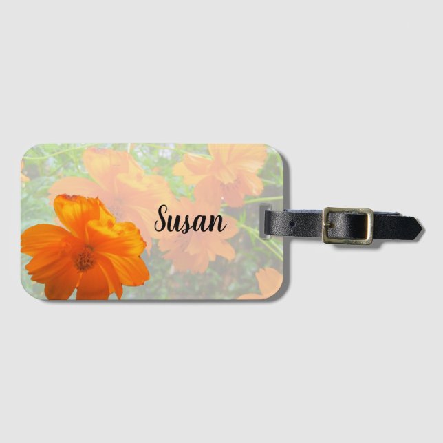 Étiquette À Bagage Fleur Cosmos orange (Devant Horizontal)